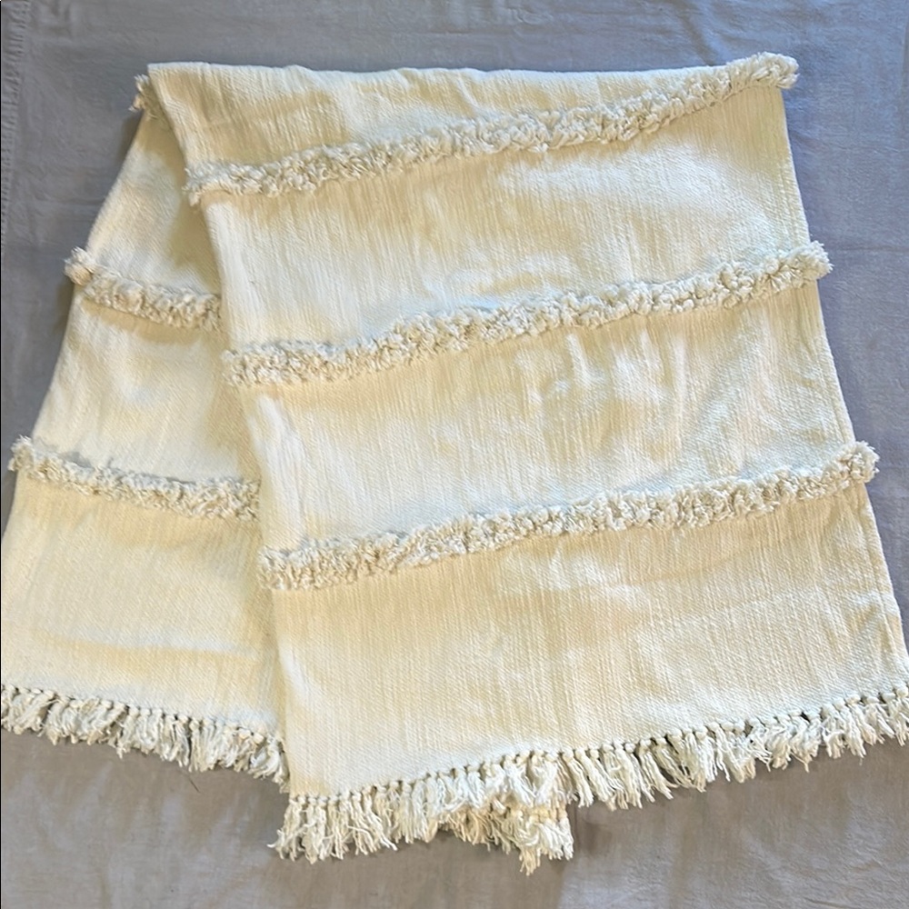 Uncommon James 100% Cotton Handmade Fringe Throw Made in India
